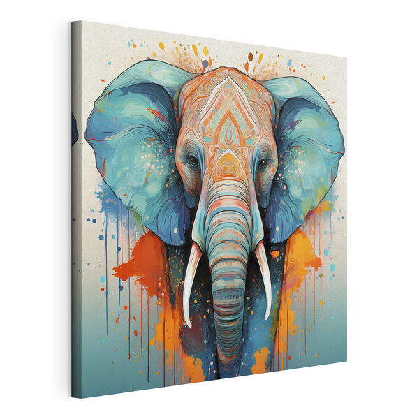 Un éléphant avec des éclaboussures de peinture colorée Tableaux Un éléphant avec des éclaboussures de peinture colorée