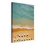 Tableaux Groupe de personnes sur une plage avec des parasols