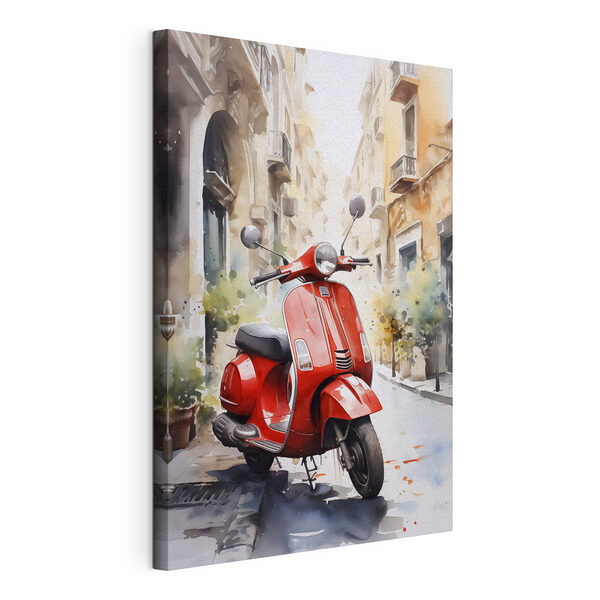 Tableaux Scooter rouge dans une rue