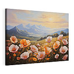 Tableaux Champ de fleurs avec des montagnes en arrière-plan