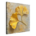 Tableaux Feuilles jaunes sur une surface en béton