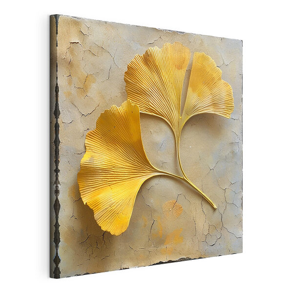Feuilles jaunes sur une surface en béton Tableaux Feuilles jaunes sur une surface en béton