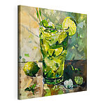 Tableaux Peinture d'une boisson avec des citrons verts et de la glace