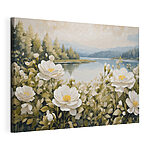 Tableaux Peinture de fleurs au bord d'un lac