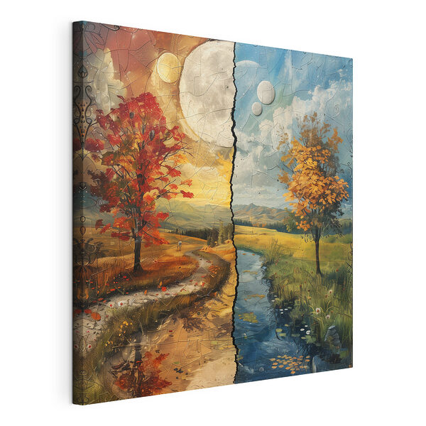 Puzzle d'un paysage avec des arbres et une rivière Tableaux Puzzle d'un paysage avec des arbres et une rivière