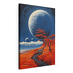 Tableaux Maison sur une colline avec des orangers et une grande lune