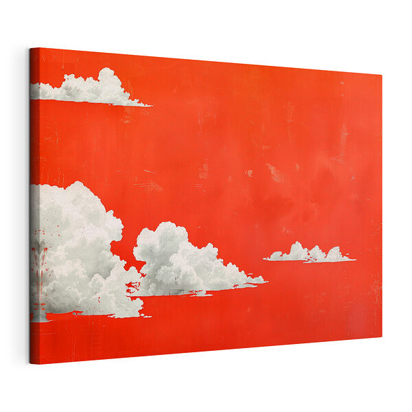 Nuages blancs sur fond rouge Tableaux Nuages blancs sur fond rouge