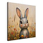 Tableaux Peinture d'un lapin dans un champ de fleurs