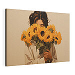 Tableaux Femme tenant un bouquet de tournesols