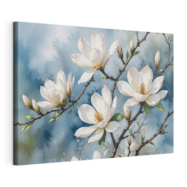 Tableaux Groupe de fleurs blanches sur une branche d'arbre