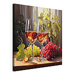 Tableaux Deux verres de vin à côté de raisins
