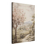 Tableaux Peinture d'un paysage avec des arbres et un bâtiment