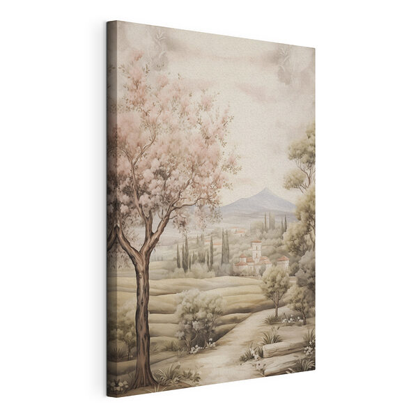 Peinture d'un paysage avec des arbres et un bâtiment Tableaux Peinture d'un paysage avec des arbres et un bâtiment