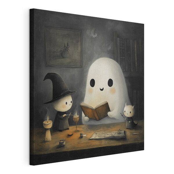 Fantôme lisant un livre avec deux petites personnes Tableaux Fantôme lisant un livre avec deux petites personnes
