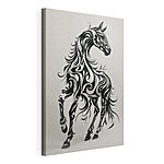 Tableaux Cheval noir et blanc avec tourbillons