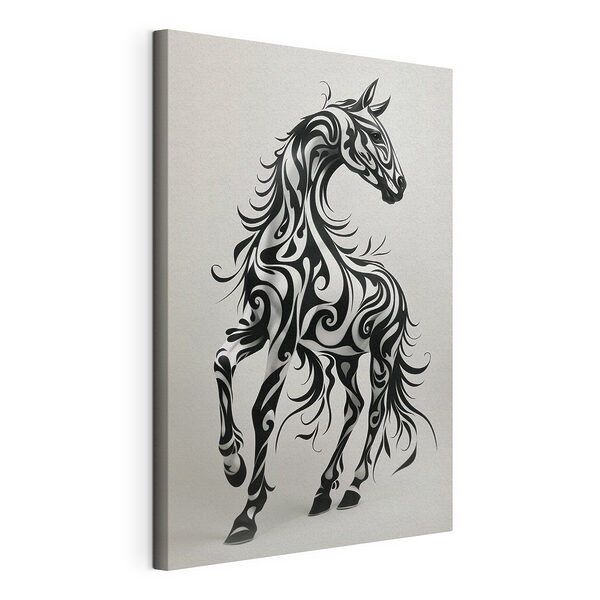 Cheval noir et blanc avec tourbillons Tableaux Cheval noir et blanc avec tourbillons