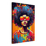 Tableaux Femme avec une grande coupe afro portant des lunettes de soleil