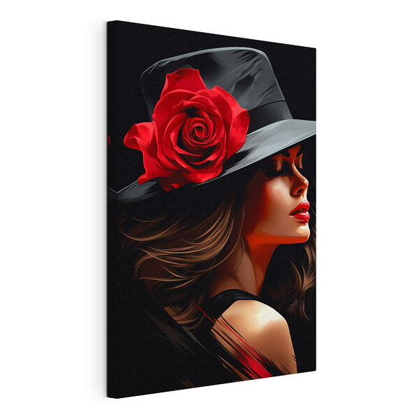 Femme avec une rose dans son chapeau Tableaux Femme avec une rose dans son chapeau