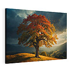 Tableaux Arbre aux feuilles orange et jaunes sur une colline
