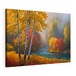 Tableaux Rivière avec arbres et feuilles colorées