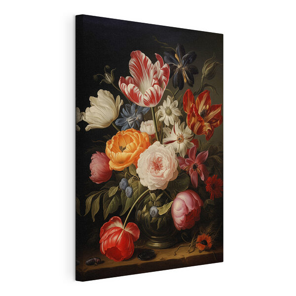 Tableaux Peinture de fleurs sur fond noir