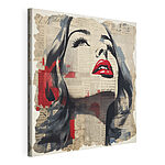 Tableaux Le visage d'une femme peint sur un journal