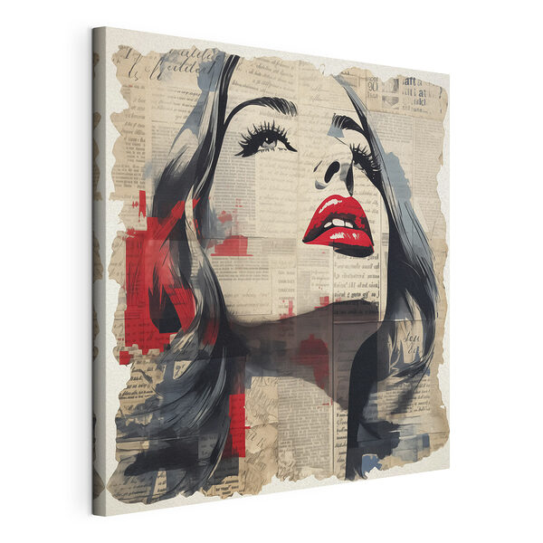 Le visage d'une femme peint sur un journal Tableaux Le visage d'une femme peint sur un journal