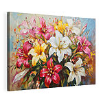 Tableaux Peinture de fleurs sur fond bleu