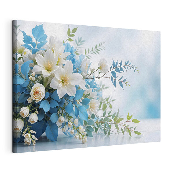 Tableaux Bouquet de fleurs blanches et bleues