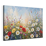Tableaux Champ de fleurs avec ciel bleu et nuages