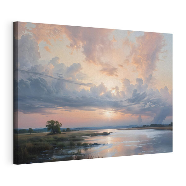 Tableaux Plan d'eau avec un arbre et des nuages dans le ciel
