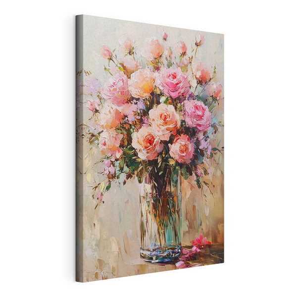 Tableaux Peinture d'un bouquet de roses roses