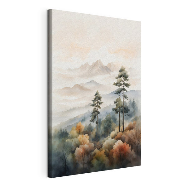 Aquarelle d'arbres et de montagnes Tableaux Aquarelle d'arbres et de montagnes