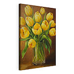 Tableaux Peinture de tulipes jaunes dans un vase en verre