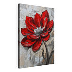 Tableaux Fleur rouge sur une surface grise