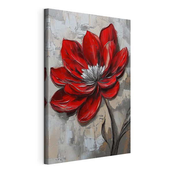 Fleur rouge sur une surface grise Tableaux Fleur rouge sur une surface grise