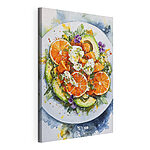 Tableaux Assiette de nourriture avec oranges et avocats
