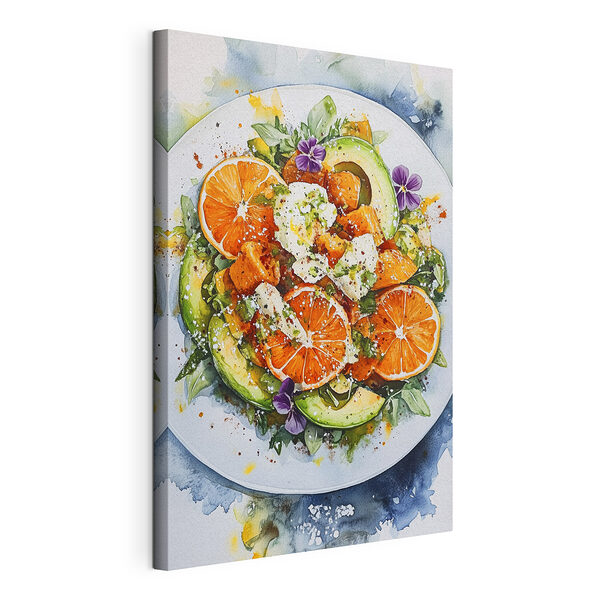 Assiette de nourriture avec oranges et avocats Tableaux Assiette de nourriture avec oranges et avocats