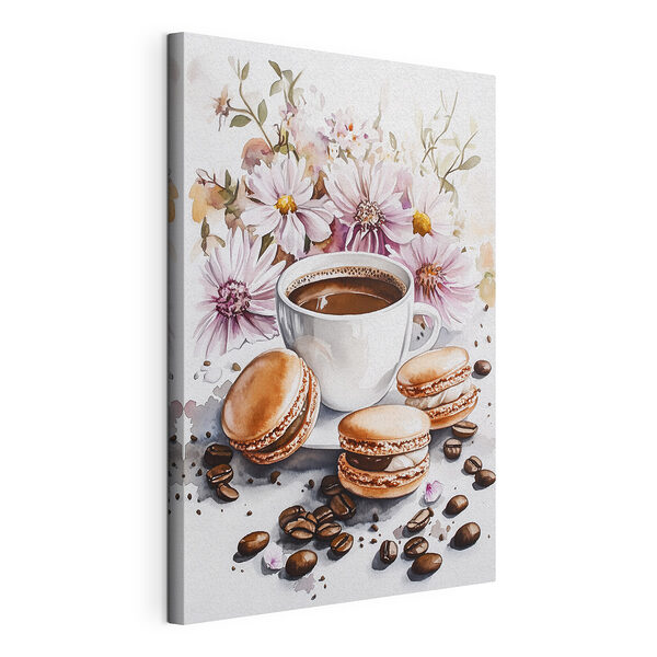 Tableaux Aquarelle d'une tasse de café et de biscuits