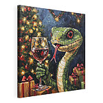 Tableaux Peinture d'un serpent tenant un verre de vin