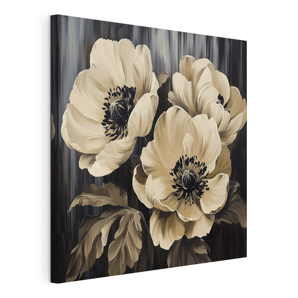 Tableaux Peinture de fleurs sur fond noir