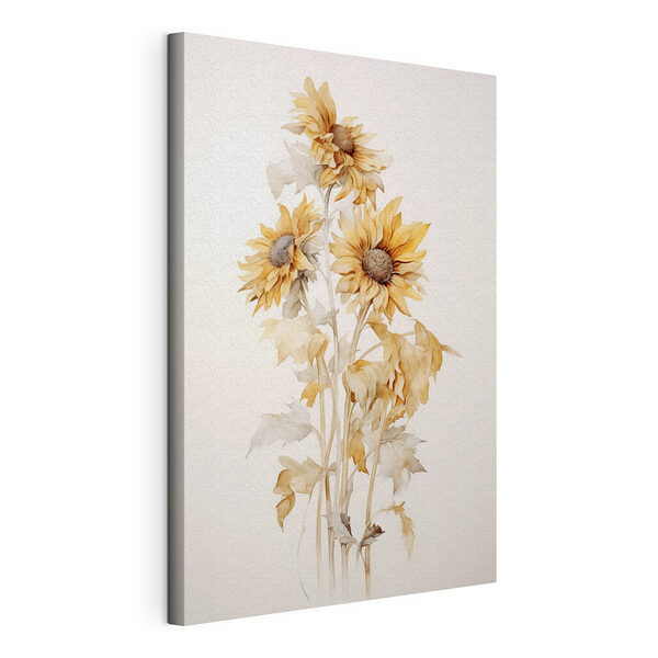 Tableaux Peinture de tournesols sur fond blanc