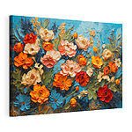 Tableaux Peinture de fleurs sur une surface bleue