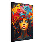 Tableaux Femme avec des fleurs colorées sur la tête