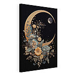 Tableaux Lune avec fleurs et feuilles