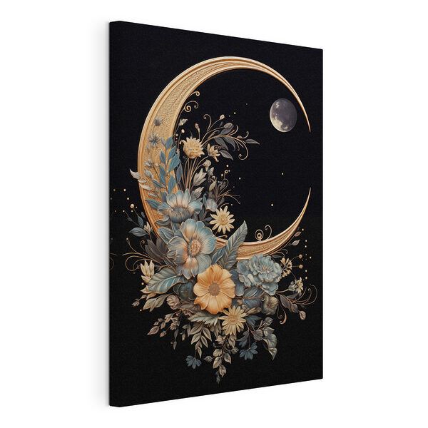 Lune avec fleurs et feuilles Tableaux Lune avec fleurs et feuilles
