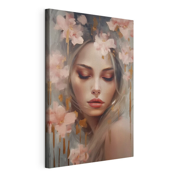 Peinture d'une femme avec des fleurs dans les cheveux Tableaux Peinture d'une femme avec des fleurs dans les cheveux