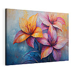 Tableaux Peinture de fleurs sur fond bleu