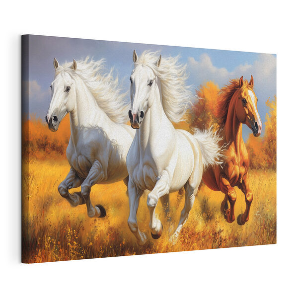 Tableaux Groupe de chevaux courant dans un champ