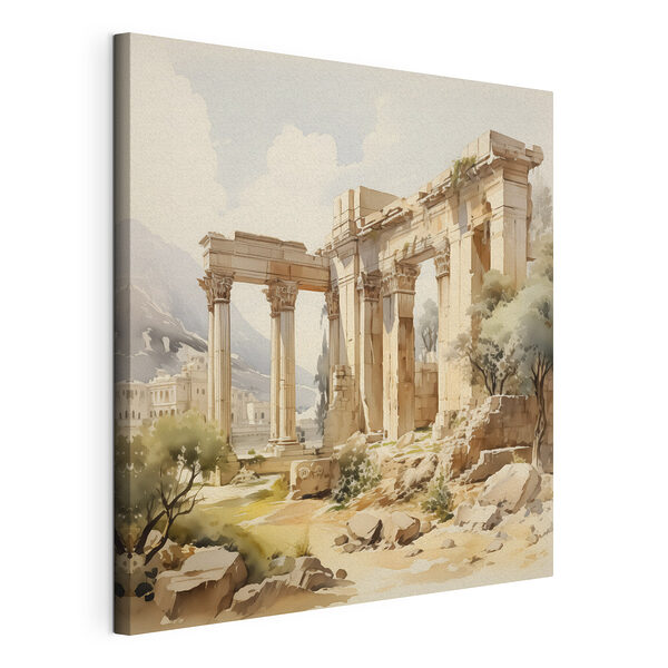 Tableaux Peinture d'un bâtiment en pierre avec des colonnes